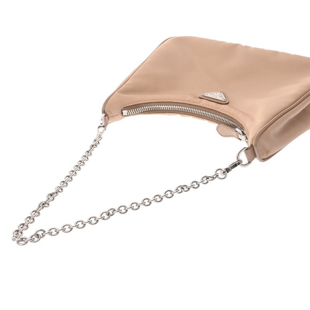 Prada Tan Nylon Saffiano Pink Beige Shoulder Leather Bag - Picture 3 of 10